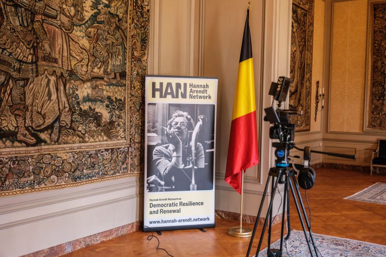 20250523 Brussel Belgium: Vanaf 9:30 welcoming speech tot de vooravond met inaugurale speeches Hannah Arendt Network (tussen 17:30 en 18:30). Dan zouden we finaal nog een foto sessie met de vips willen in de prachtige trappenhal van het Egmont paleis.    Hannah Arendt Instituut, Egmont paleis  20250523081807 ID/ Felix Rabou