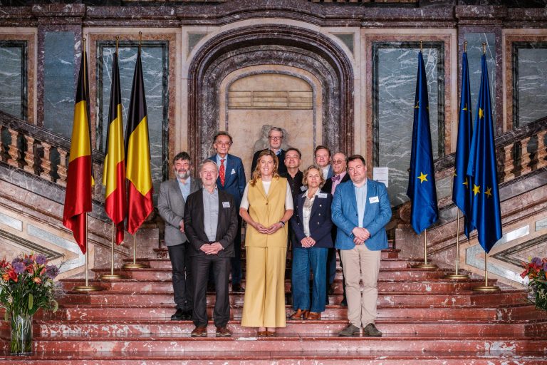 20250523 Brussel Belgium: Vanaf 9:30 welcoming speech tot de vooravond met inaugurale speeches Hannah Arendt Network (tussen 17:30 en 18:30). Dan zouden we finaal nog een foto sessie met de vips willen in de prachtige trappenhal van het Egmont paleis.    Hannah Arendt Instituut, Egmont paleis  20250523165905 ID/ Felix Rabou